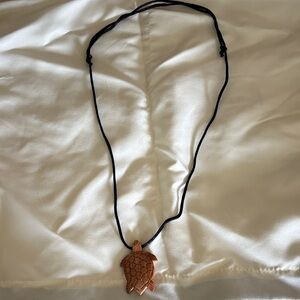 Turtle Pendant Necklace with Black Cord